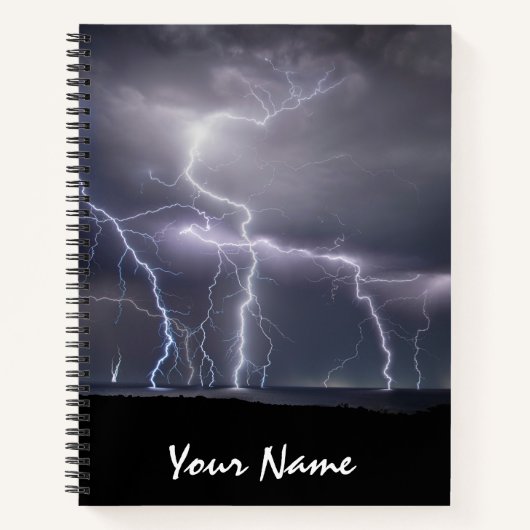 Bliksem Thunderstorm Black & Paarse foto Notitieboek (Voorkant)