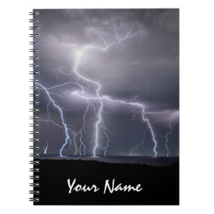 Bliksem Thunderstorm Black & Paarse foto Notitieboek