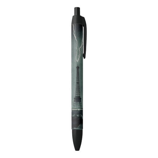 Bliksem treft de Eiffeltoren Zwarte Inkt Pen (Achterkant (Verticaal))