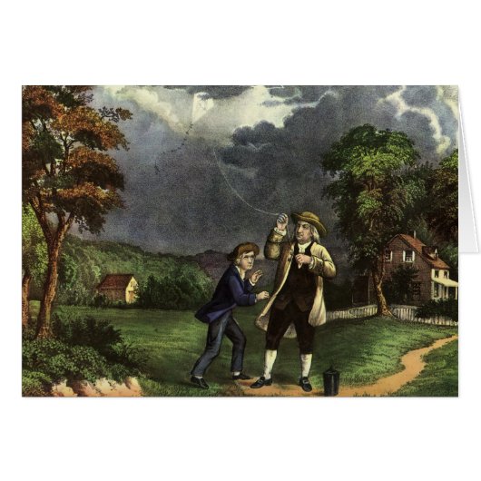 Bliksem van Benjamin Franklin met vliegerexperimen (Voorkant Horizontaal)
