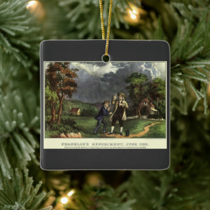 Bliksem van Benjamin Franklin met vliegerexperimen Keramisch Ornament