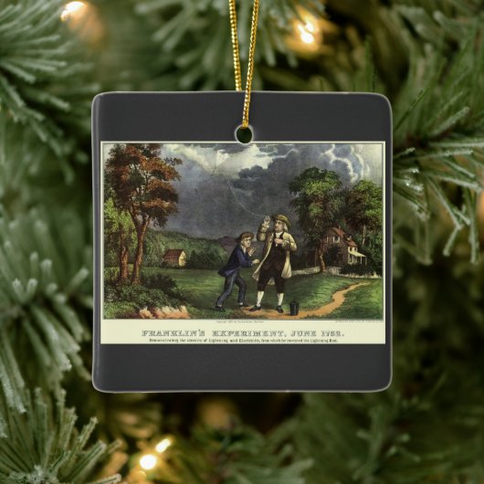 Bliksem van Benjamin Franklin met vliegerexperimen Keramisch Ornament (Boom)