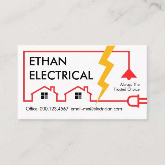 Bliksem voedt huiselijk elektrisch circuit visitekaartje (Voorkant)