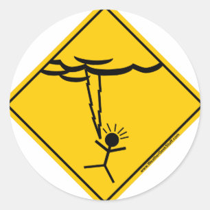 Bliksem Weather Warning Merchandise and Clothing Ronde Sticker