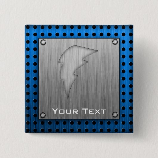 bliksembolt, gebrand vierkante button 5,1 cm (Voorkant)