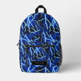 Bliksemelektriciteit onweersbui nachtelijke hemel bedrukte rugzak