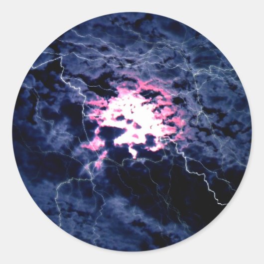 bliksemflits storm ronde sticker (Voorkant)