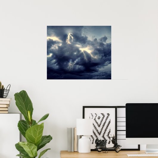 Bliksemflitsen tijdens storm poster (Thuiskantoor)