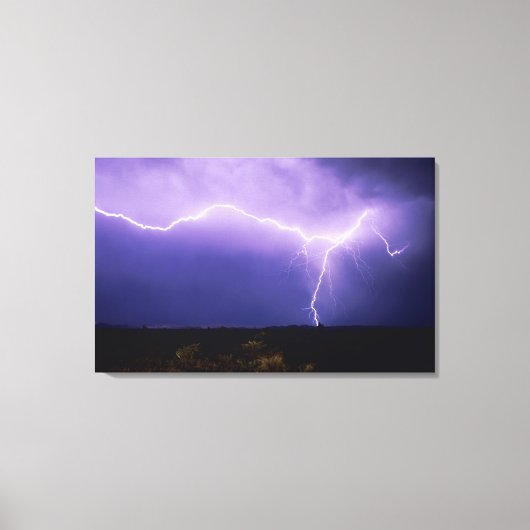 Blikseminslag boven woestijn, Big Bend Canvas Afdruk (Voorkant)