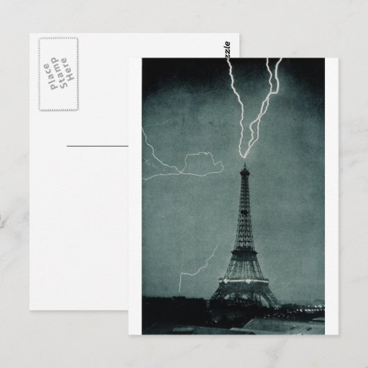 Blikseminslag Eiffeltoren, 1902 Briefkaart (Voorkant / Achterkant)