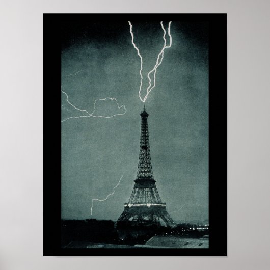 Blikseminslag Eiffeltoren  foto Poster (Voorkant)