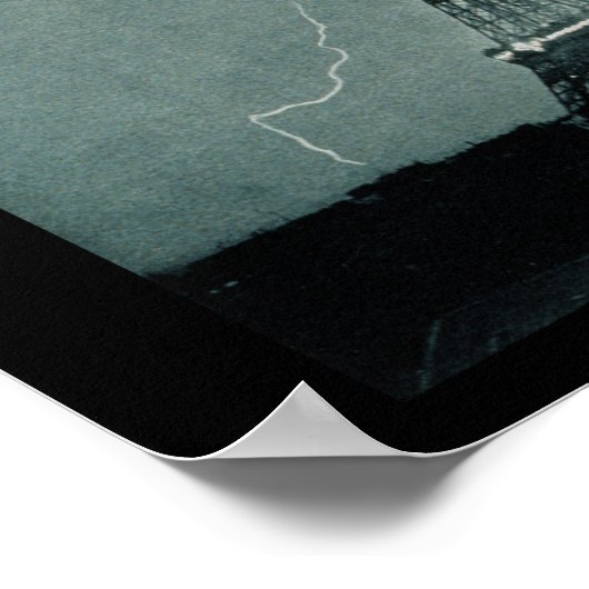 Blikseminslag Eiffeltoren  foto Poster (Hoek)