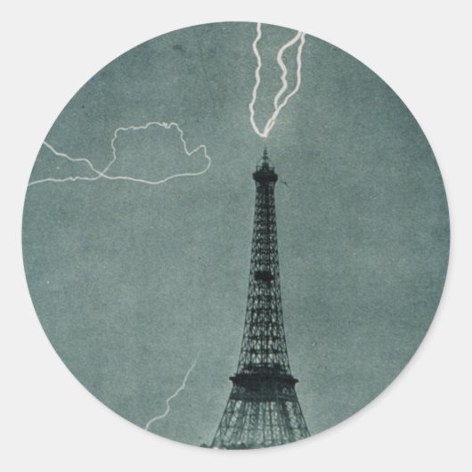 Blikseminslag in de Eiffeltoren, 1902 Ronde Sticker (Voorkant)