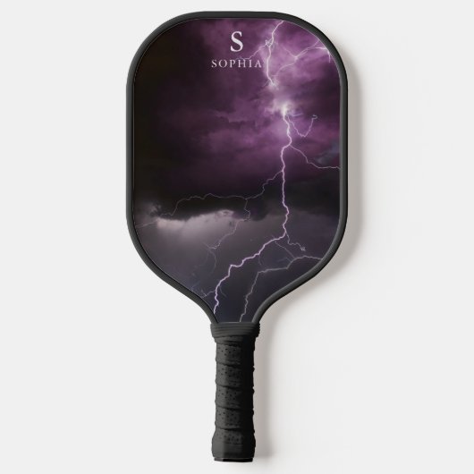 Blikseminslag in nacht Sky Thunderstorm monogram Pickleball Paddle (Achterkant)