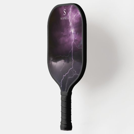 Blikseminslag in nacht Sky Thunderstorm monogram Pickleball Paddle (Links)