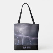 Blikseminslag Onweer Zwart & Paarse foto Tote Bag (Achterkant)