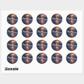 Blikseminslag Strand Twee Ronde Sticker (Vel)