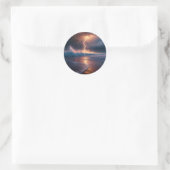 Blikseminslag Strand Twee Ronde Sticker (Tas)