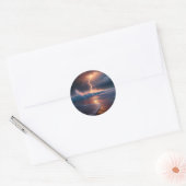 Blikseminslag Strand Twee Ronde Sticker (Envelop)