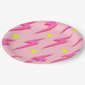 Bliksemroze achtergrond Y2K-patroon Papieren Bordje (Gekanteld)