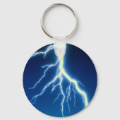 Bliksemschicht boven blauwe achtergrond sleutelhanger (Voorkant)