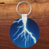 Bliksemschicht boven blauwe achtergrond sleutelhanger (Voorkant)