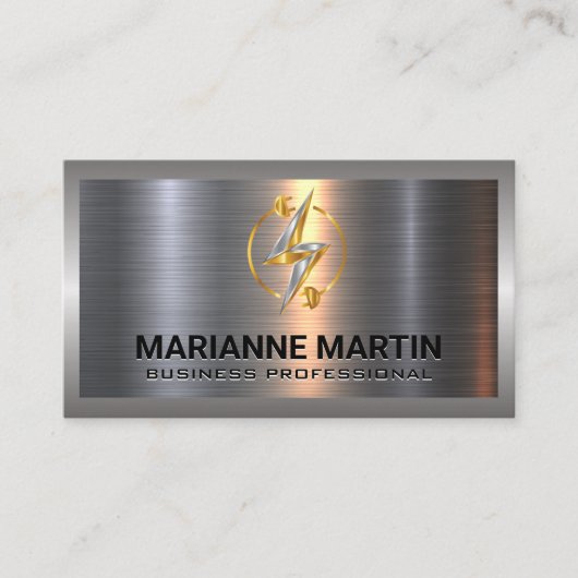 Bliksemschicht | Elektriciteitsplug | Metaal Alumi Visitekaartje (Voorkant)