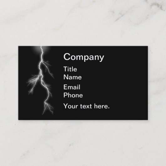 Bliksemschicht op zwart visitekaartje (Voorkant)