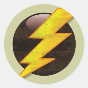 Bliksemschicht Retro Grunge Elektrische Badge Ronde Sticker
