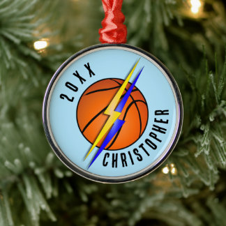 Bliksemschichten Basketbal Kerstmis Metalen Ornament