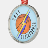 Bliksemschichten Basketbal Kerstmis Metalen Ornament (Links)