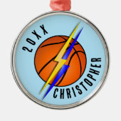 Bliksemschichten Basketbal Kerstmis Metalen Ornament (Voorkant)
