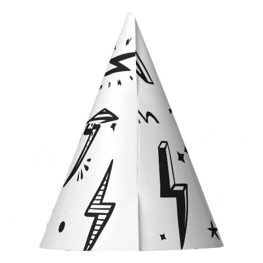 Bliksemschichten, handgetekende doodle set. feesthoedjes (Achterkant)