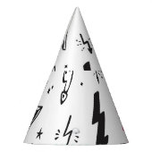 Bliksemschichten, handgetekende doodle set. feesthoedjes (Links)