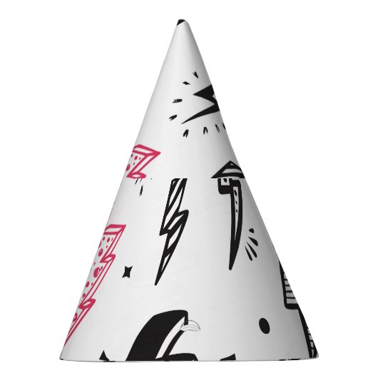 Bliksemschichten, handgetekende doodle set. feesthoedjes (Rechts)