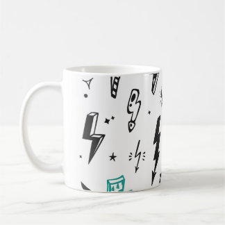 Bliksemschichten, handgetekende doodle set. koffiemok