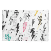 Bliksemschichten, handgetekende doodle set. kussensloop (Achterkant)