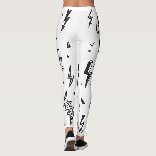 Bliksemschichten, handgetekende doodle set. leggings (Achterkant)
