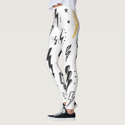 Bliksemschichten, handgetekende doodle set. leggings (Links)