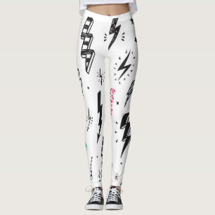 Bliksemschichten, handgetekende doodle set. leggings