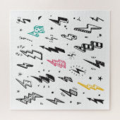 Bliksemschichten, handgetekende doodle set. legpuzzel (Horizontaal)