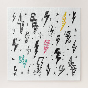 Bliksemschichten, handgetekende doodle set. legpuzzel
