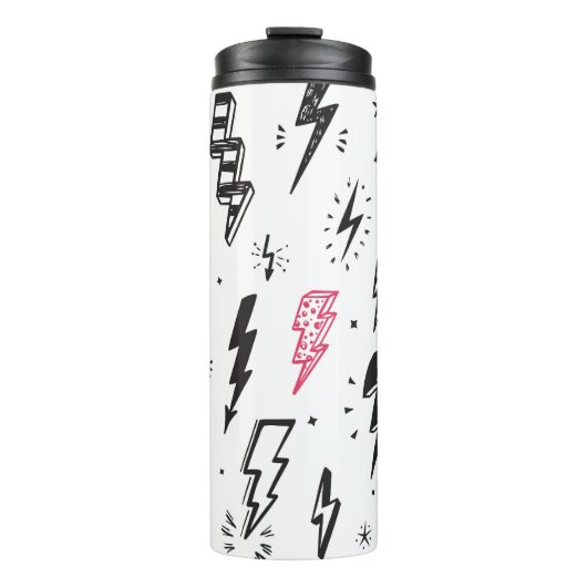 Bliksemschichten, handgetekende doodle set. thermosbeker (Voorkant)