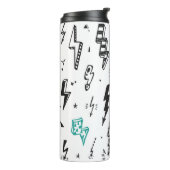 Bliksemschichten, handgetekende doodle set. thermosbeker (Gedraaid links)