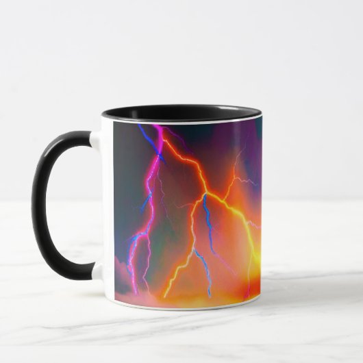 Bliksemstorm die Neon Bout Ontwerp Treft Mok (Links)