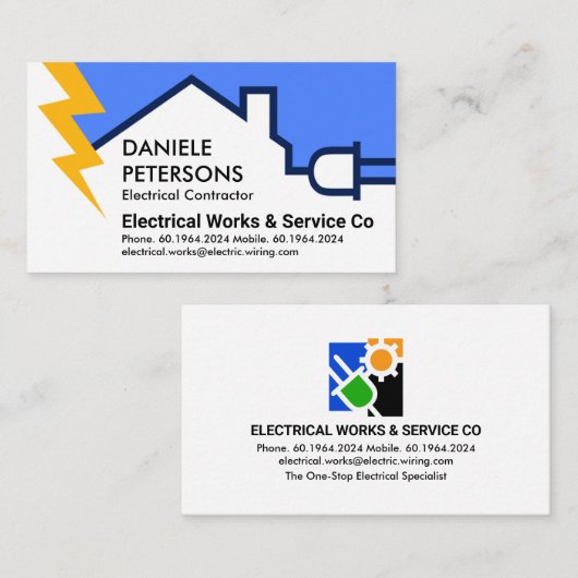 Bliksemverlichting van elektrische circuits visitekaartje (Voorkant / Achterkant)
