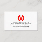 Bliksemvermogen op rode curve visitekaartje (Achterkant)