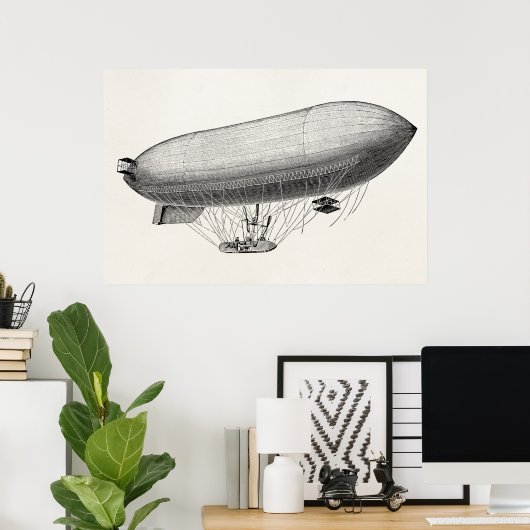  Blimp Old Zeppelin Retro Hot Air ballon Poster (Thuiskantoor)