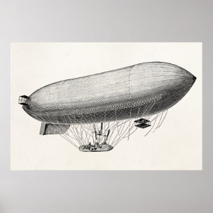  Blimp Old Zeppelin Retro Hot Air ballon Poster