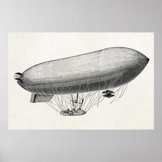 Blimp Old Zeppelin Retro Hot Air ballon Poster (Voorkant)